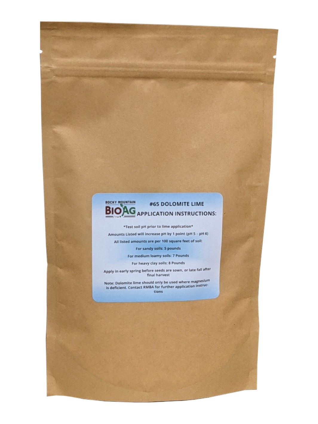 Dolomite Lime Calcium Magnesium Dicarbonate Soil Amendment Instructions on Bag