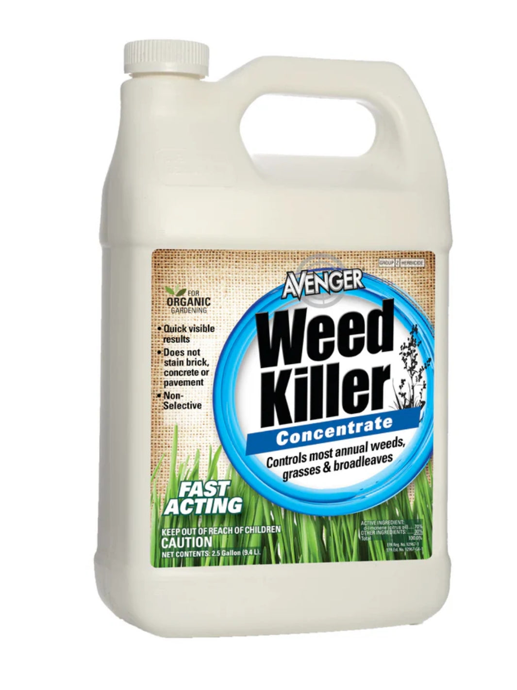 Avenger Organic Non Toxic Weed Killer Concentrate in 2.5 Gallon Bottle