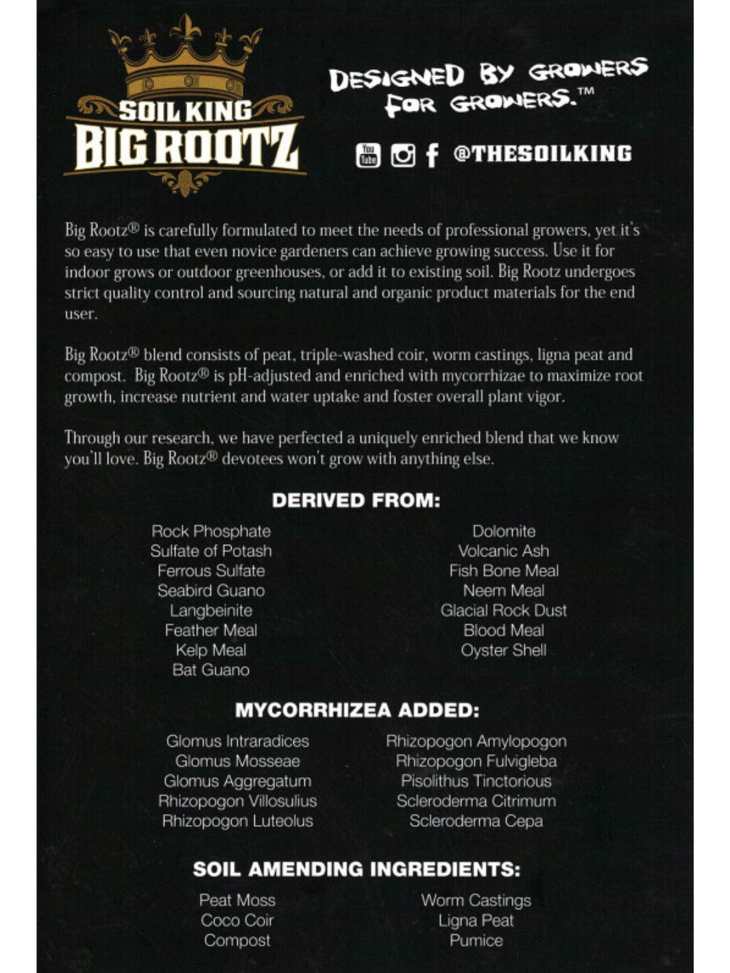 Big Rootz Soil by The Soil King Information Sheet