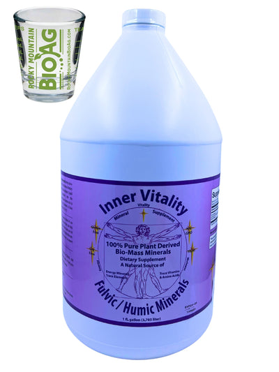 1 Gallon Inner Vitality Humic Fulvic Mineral Blend with Rocky Mountain BioAg Measuring Shot Glass