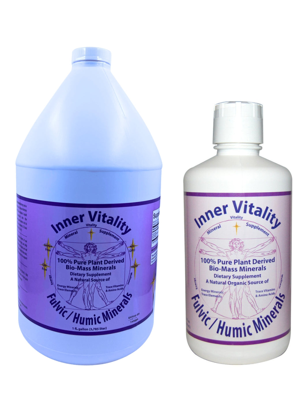 1 Gallon and 32 Ounce Inner Vitality Humic Fulvic Mineral Blend Package 